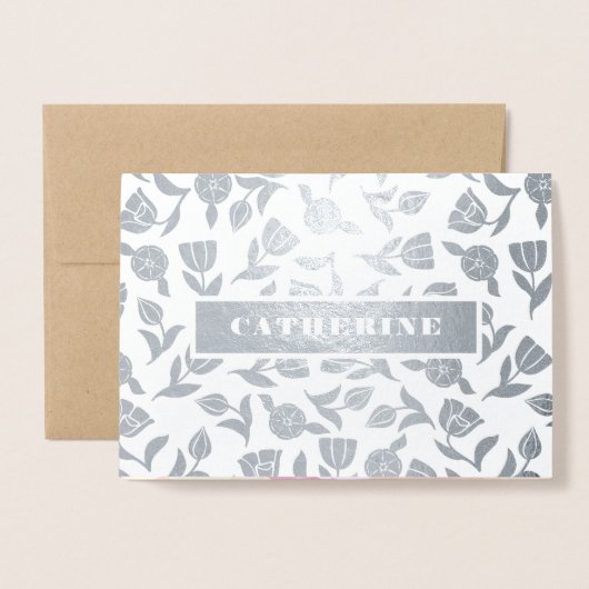 ハッピーバースデー。スパイチューリップラグジュアリー実在フォイルカード 箔カード (封筒付き正面)