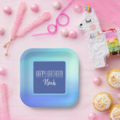 "ハッピーバースデー"ソフトブルー紙プレート ペーパープレート (パーティー)