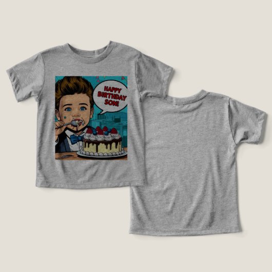ハッピーバースデー,ソン – 幼児の誕生日Tシャツ (デザイン正面&裏面)