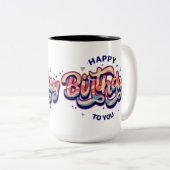 「ハッピーバースデー:タイポグラフィアート」 ツートーンマグカップ (正面右)