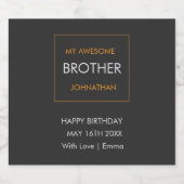 ハッピーバースデー、タイポグラフィブラック、ホワイト、オレンジ スパークリングワインラベル (シングルラベル)