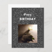 ハッピーバースデー。タキシード猫とバラ。 (正面/裏面)