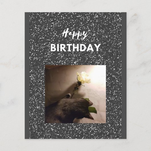 ハッピーバースデー。タキシード猫とバラ。 (正面)