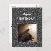 ハッピーバースデー。タキシード猫とバラ。 ポストカード (正面/裏面)
