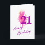 ハッピーバースデー – ターニング21 カード<br><div class="desc">紫かわいらしでこれは21歳になる人にとってかわいいカードです。</div>