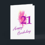 ハッピーバースデー – ターニング21 カード<br><div class="desc">紫かわいらしでこれは21歳になる人にとってかわいいカードです。</div>