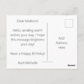 ハッピーバースデー ダイジー花 写真 カスタム ポストカード (裏面)