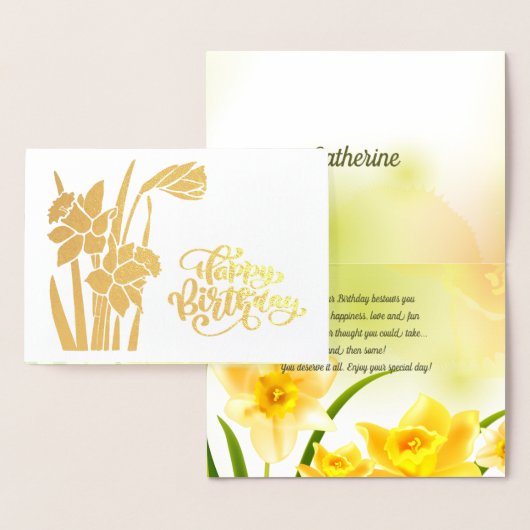 ハッピーバースデー。ダフォジルラグジュアリー実在フォイルカード 箔カード (ディスプレー)