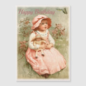ハッピーバースデー – チャイルドホールディングドールヴィンテージデザイン (正面)