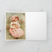 ハッピーバースデー – チャイルドホールディングドールヴィンテージデザイン カード (内部)