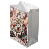 ハッピーバースデー、チョコレートのイチゴ、Nata ミディアムペーパーバッグ (正面アングル)