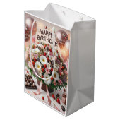 ハッピーバースデー、チョコレートのイチゴ、Nata ミディアムペーパーバッグ (裏面アングル)