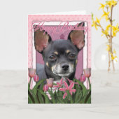 ハッピーバースデー – チワワ – イサベラ カード (黄色い花)