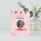 ハッピーバースデー ティーンのスイートガール ポストカード (スタンド正面)