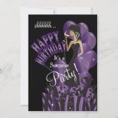 ハッピーバースデー ディーバガール | DIY ネーム | パープル 招待状 (正面)