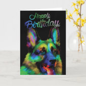 ハッピーバースデー：ドイツの羊飼い カード (黄色い花)