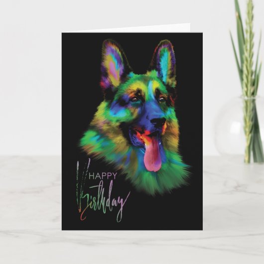 ハッピーバースデー：ドイツの羊飼い カード (正面)