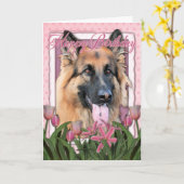 ハッピーバースデー – ドイツの羊飼い – 長い髪 カード (黄色い花)