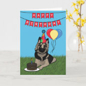 ハッピーバースデー・ドイツ・シェパード・カード カード (黄色い花)