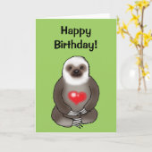 ハッピーバースデー!(ナマケモノ) カード (黄色い花)