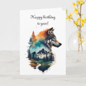 ハッピーバースデー、ハウリングウルフ水カラーカード カード (黄色い花)