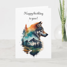 ハッピーバースデー、ハウリングウルフ水カラーカード カード