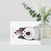 ハッピーバースデー・ハスキー・ケーキ葉書 ポストカード (スタンド正面)