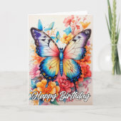 ハッピーバースデー |バタフ鮮やかロ芸術的グ カード (正面)