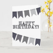 ハッピーバースデー(バナー付き) カード (黄色い花)