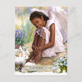 ハッピーバースデー。バニーとリトル・エンジェル ポストカード