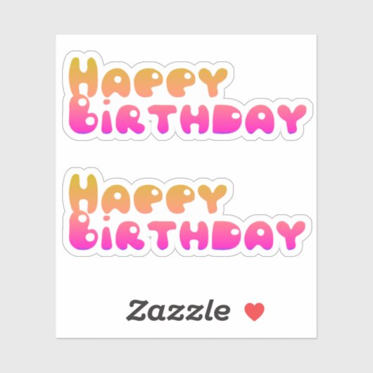 ハッピーバースデー バブル デザイン ピンク イエロー シール (シート)