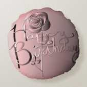 「ハッピーバースデー」バラオリジナルのアートワーク ラウンドクッション (裏面)