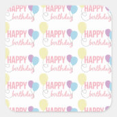 ハッピーバースデー（バルーンあり） スクエアシール (正面)