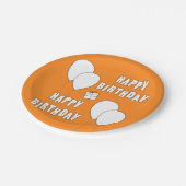 ハッピーバースデー（バルーン付きオレンジ色の背景） ペーパープレート (アングル)