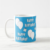 ハッピーバースデー(バルーン付き青) コーヒーマグカップ (左)