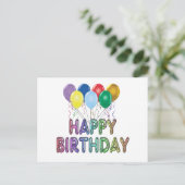 ハッピーバースデー(バルーン付き) ポストカード (スタンド正面)