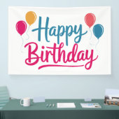 ハッピーバースデー（バルーン付き） 横断幕 (トレードショー)