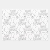 ハッピーバースデー（バルーン付き）|白いオレンジの緑 ラッピングペーパーシート (正面)