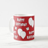 ハッピーバースデー(バルーン付き)赤 コーヒーマグカップ (正面左)
