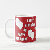 ハッピーバースデー(バルーン付き)赤 コーヒーマグカップ (左)
