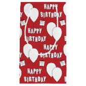 ハッピーバースデー（バルーン付き）赤 スモールペーパーバッグ (正面)