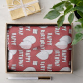 ハッピーバースデー（バルーン付き）赤 薄葉紙 (ギフト)