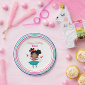 ハッピーバースデー!バレリーナカラフル誕生日ドレス ペーパープレート (パーティー)