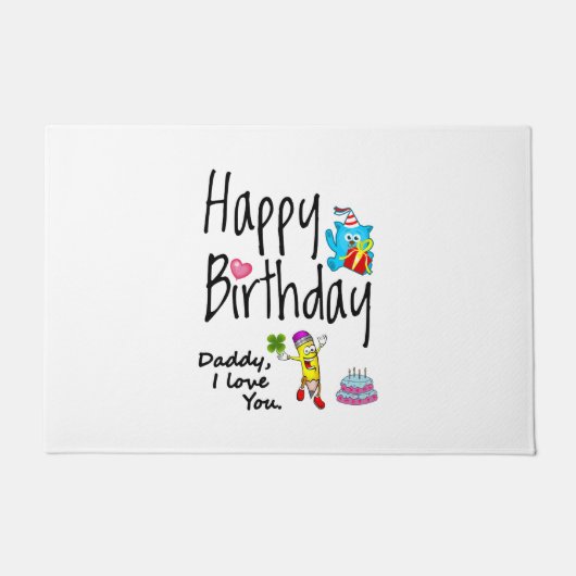 ハッピーバースデー。パパ愛してる。 ドアマット (正面)