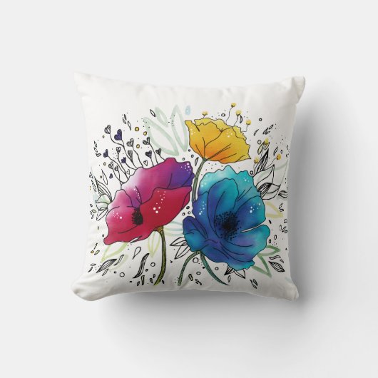 ハッピーバースデー!パーソナライズされた水彩デザイン クッション (正面)