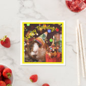 ハッピーバースデー-パーティーアニマルギニアピグ紙プラ スタンダードカクテルナプキン (インサイチュ)