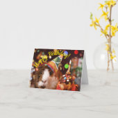 ハッピーバースデー-パーティーアニマルギニアピグ誕生日 カード (黄色い花)