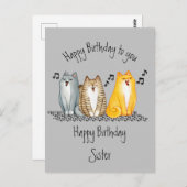 ハッピーバースデー・パーフェクト姉妹がかわいい猫たち ポストカード (正面/裏面)