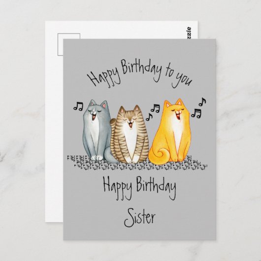 ハッピーバースデー・パーフェクト姉妹がかわいい猫たち ポストカード (正面/裏面)