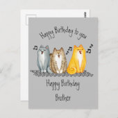 ハッピーバースデー・パーフェクト・ブラザーかわいい猫たち ポストカード (正面/裏面)